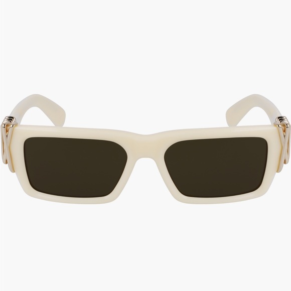 Lanvin Cream and Gold Sunglasses Bold Rectangular Design
